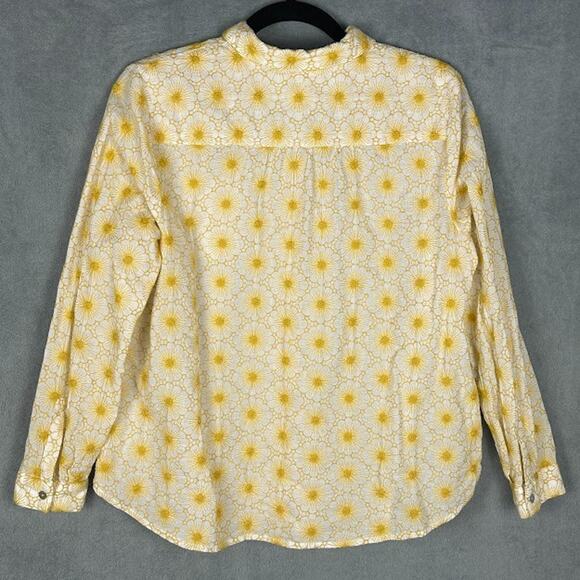J Jill Top Womens Medium Petite Gold Embroidered Floral Button Down Long Sleeve - Picture 7 of 13